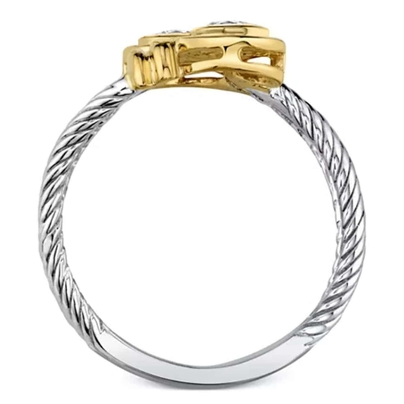 Elegant Two-Tone Gold and Silver Ring - Picture 2 of 4